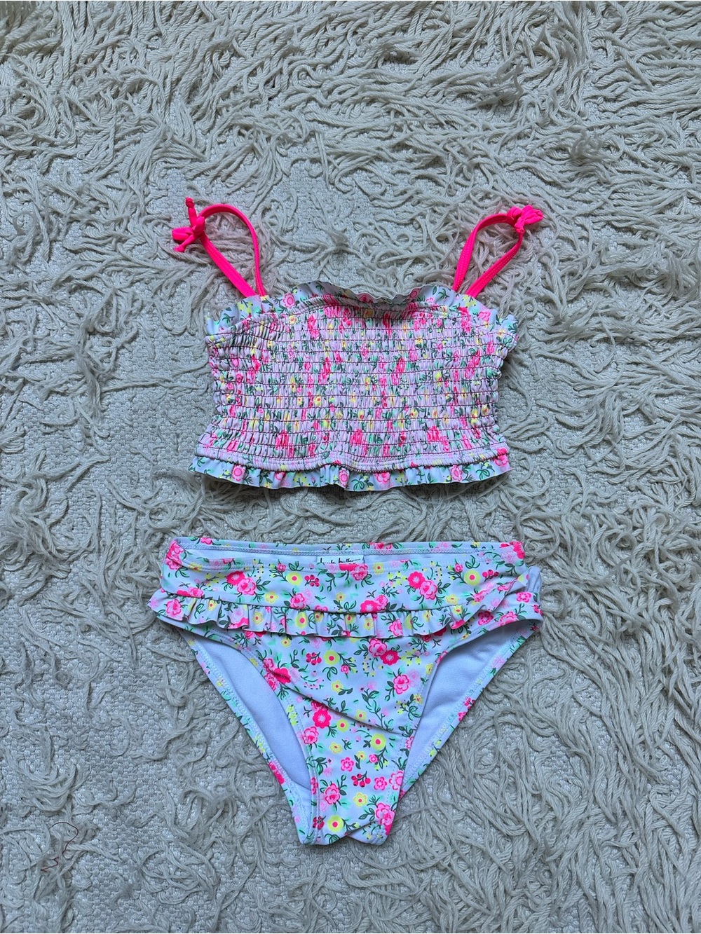 Girls Medium Nicole Miller Floral Ruffle Bikini Set 🌸 EUC 🌸